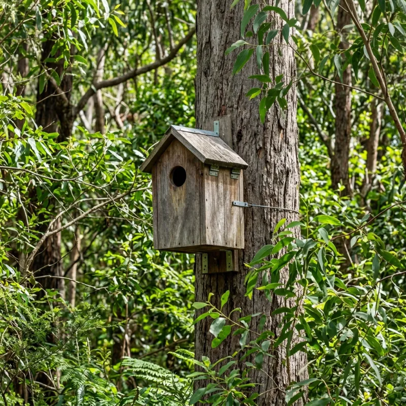 Animal nesting box installed as a humane alternative to a Northcote roof cavity